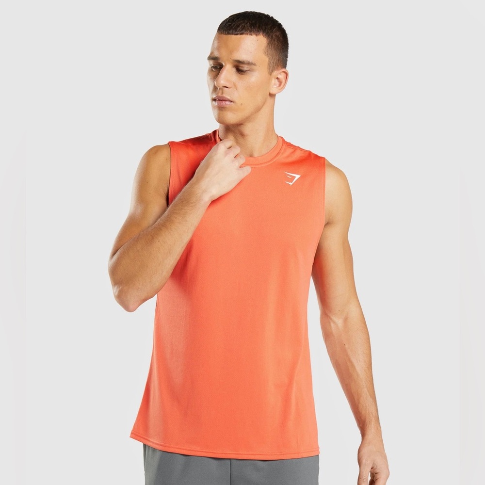 Gymshark Arrival Sleeveless T-Shirt – Papaya Orange 🍊‎